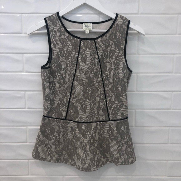 Anthropologie Piped Peplum Lace Tank - Picture 3 of 7